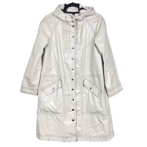AlexaChung Ivory Hooded Coated Cotton Blend Oversized Rain Trench Coat Jacket